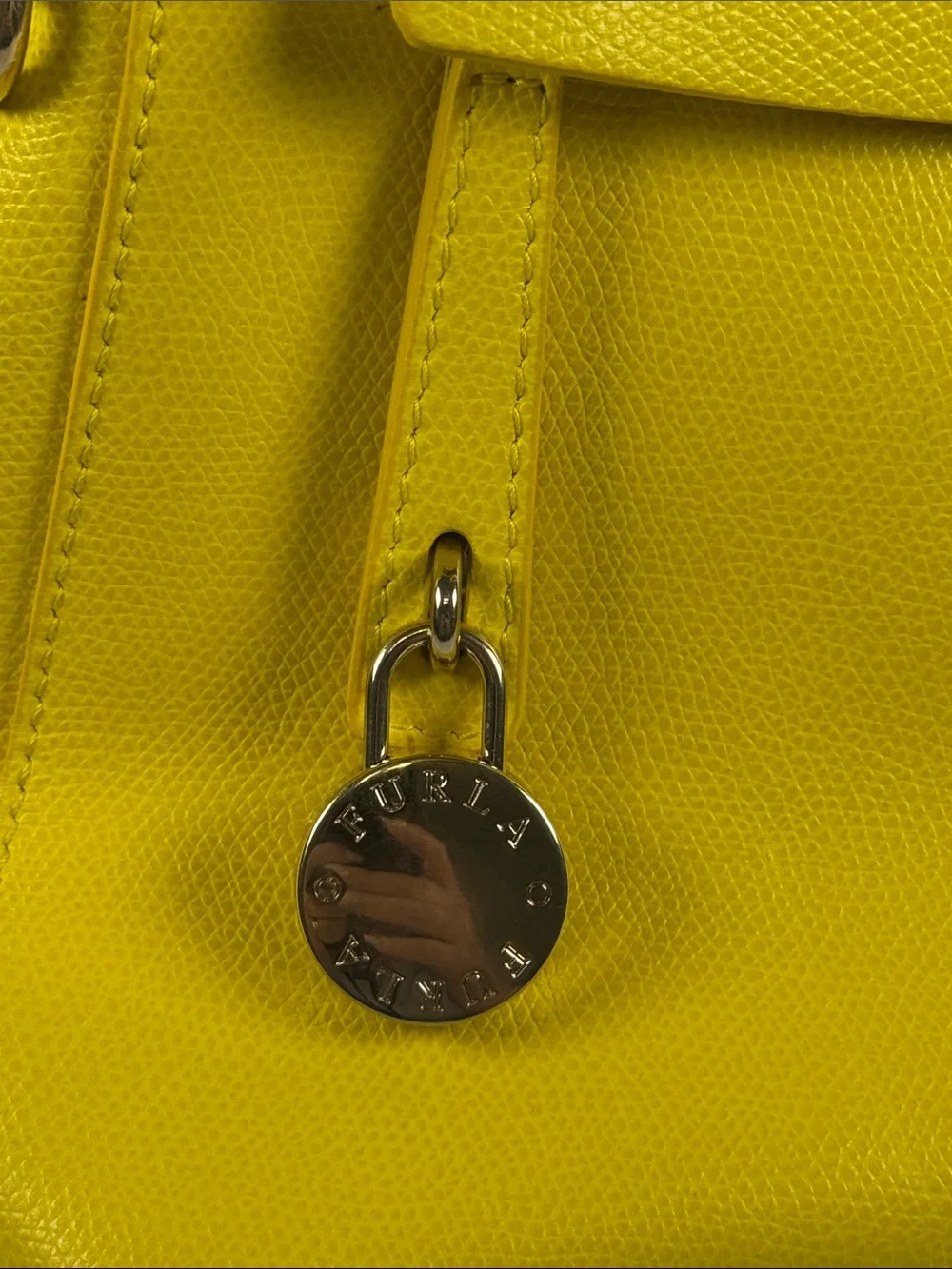 Furla Piper Sunny Yellow Medium Dome Leather Satchel